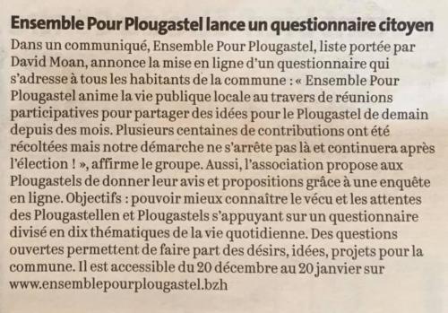 20191221 - Ensemble pour Plougastel lance un questionnaire citoyen