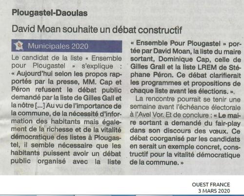 20200303 David Moan souhaite un débat consctructif